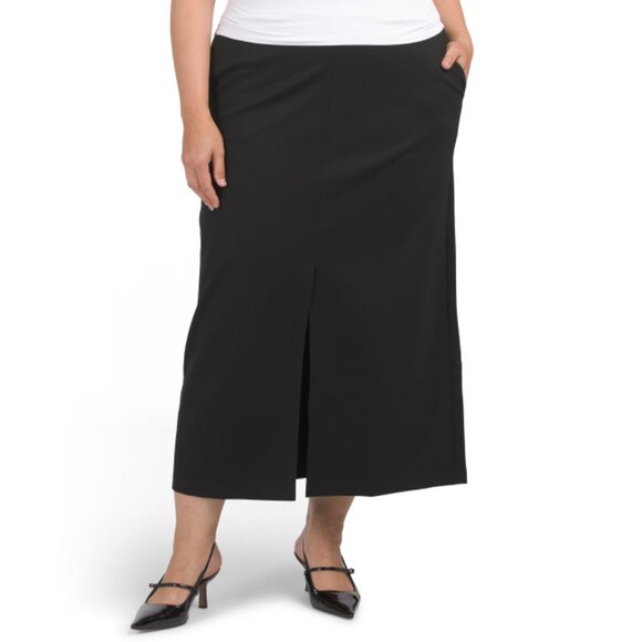 EILEEN FISHER Black Plus Washable Flex Ponte Knit Skirt - Picture 1 of 2